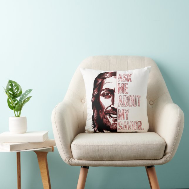 Fråga nu från mig om mitt savior Christian Witness Kudde (Stol)