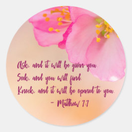 Fråga, och det kommer att vara kristen Blommigt in Runt Klistermärke