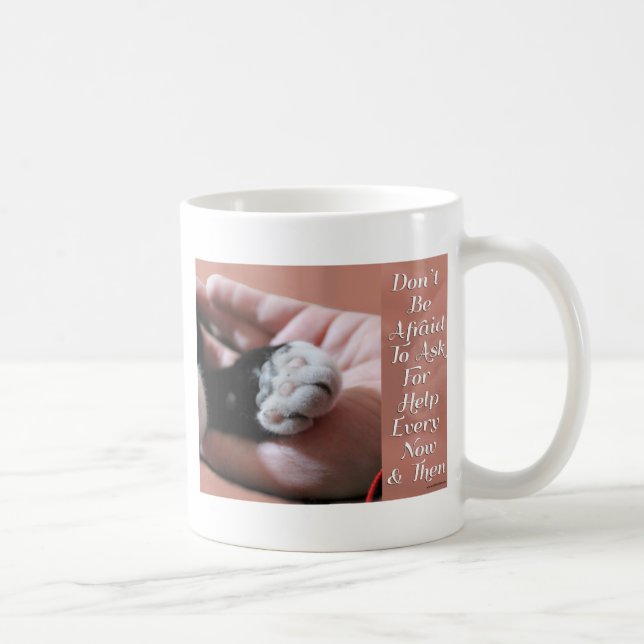 Fråga om hjälp Söt katt Tass Foto Inspirerande Kaffemugg (Höger)