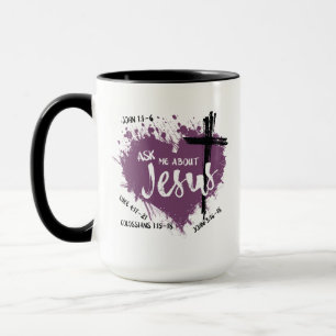 FRÅGA OM JESUS Gospel Evangelism Lila Graffiti Mugg
