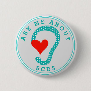 Fråga om SCDS-knappen (Red Heart and Aqua) Knapp