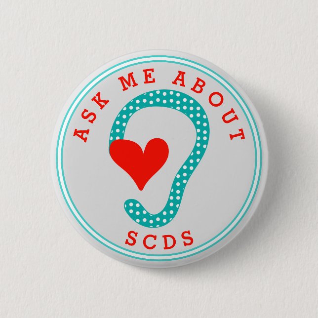Fråga om SCDS-knappen (Red Text and Aqua) Knapp (Framsida)