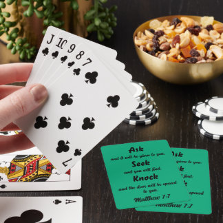 Fråga Sök efter knapp Matthew 7:7 Bibelverse Casinokort
