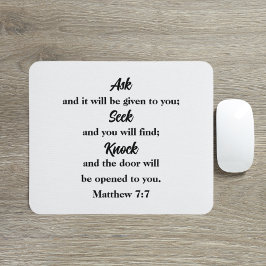 Fråga Sök efter knapp Matthew 7:7 Bibelverse Musmatta
