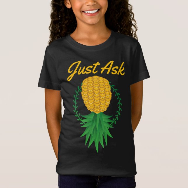 Fråga upp och ned på ananas saftfärs t shirt (Framsida)