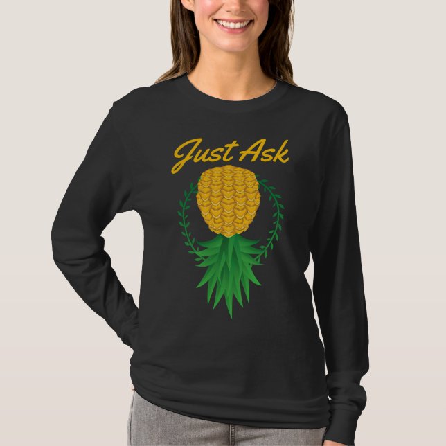 Fråga upp och ned på ananas saftfärs t shirt (Framsida)