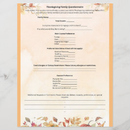 Frågeformulär för thanksgivingens familj