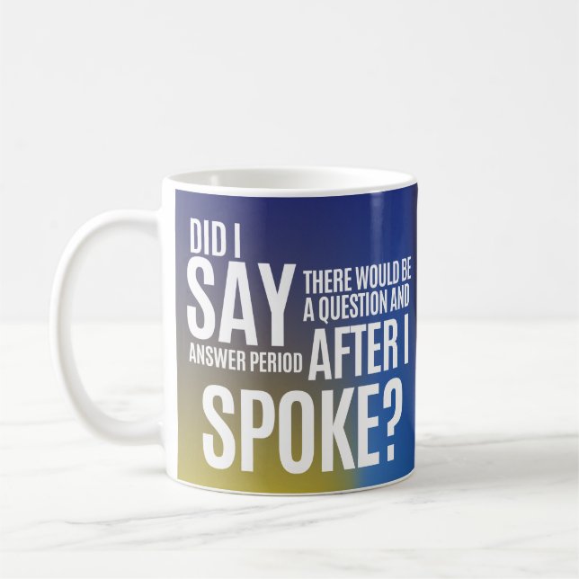 Frågestund efter att jag talat kaffemugg (Vänster)