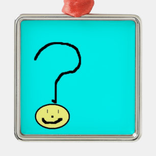 frågetecken emoji, digital konst av barn:) julgransprydnad metall