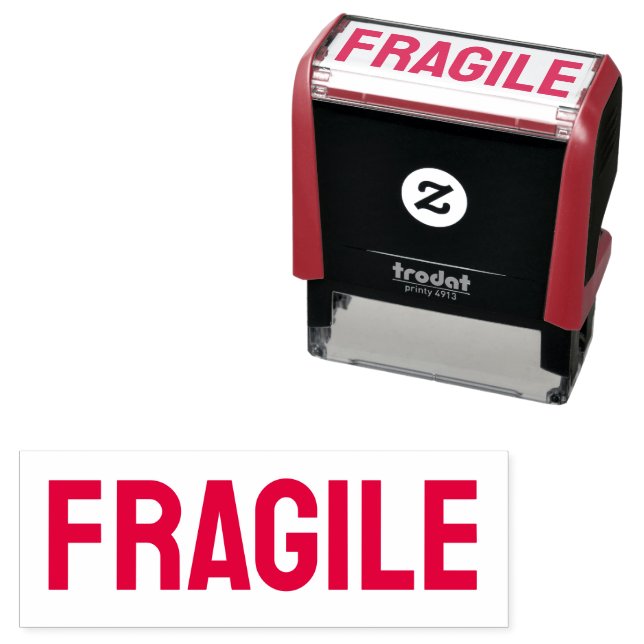 FRAGILE Red Self-Inking Rubber Frimärke Självfärgande Stämpel (In Situ)