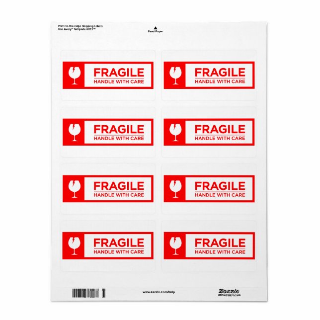 Fragile Stickers Handle with Care Fraktsedel (Helt Ark)