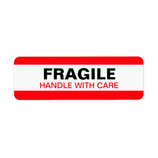 Fragile Warning Label Red Returadress Etikett