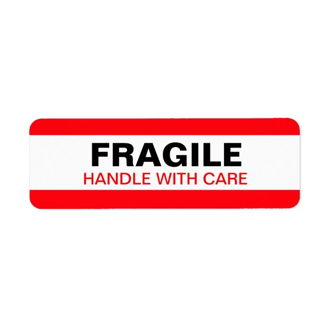 Fragile Warning Label Red Returadress Etikett (Framsidan)