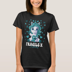 Fragile X Awareness Month Teal Ribbon Unicorn T Shirt