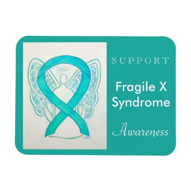 Fragile X Syndrome Awareness Ribbon Angel Magnet (Horisontell)