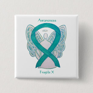 Fragile X Teal Awareness Angel Ribbon Pin Knapp