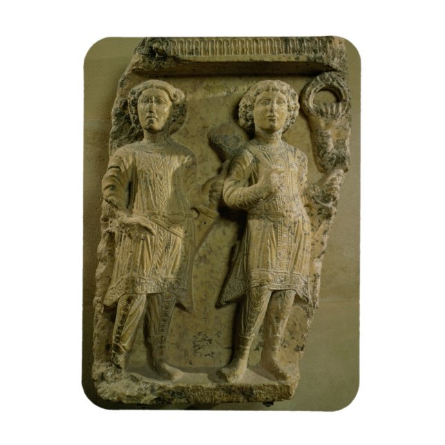Fragment av en basrelief-plack som avger två sålda magnet (Vertikal)