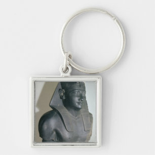 Fragment av en egyptisk stilstaty av Ptolemy mig Fyrkantig Silverfärgad Nyckelring