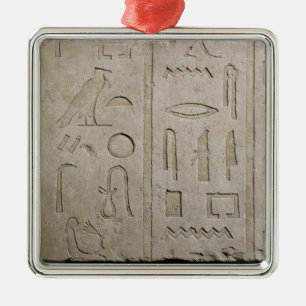 Fragment av en hieroglyphic inskrift julgransprydnad metall