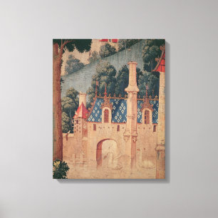 Fragment av en medeltida tapestry canvastryck
