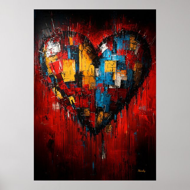 Fragment av kärlek Samtida expressionistiskt hjärt Poster (Framsidan)