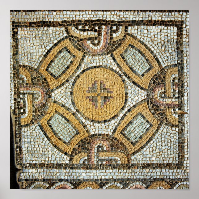 Fragment från golv vid de romerska badplatserna poster (Framsidan)