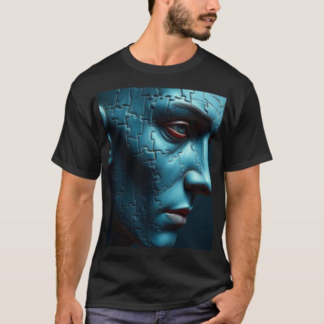 Fragmented Mind: Jigsaw Puzzle Head T Shirt (Framsida)