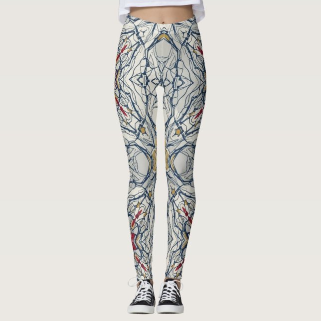 Fragmenterad Mandala Kollage Leggings (Framsida)
