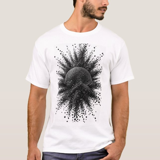 Fragmenterad sfär - T-shirt med svart kubexplosion (Framsida)