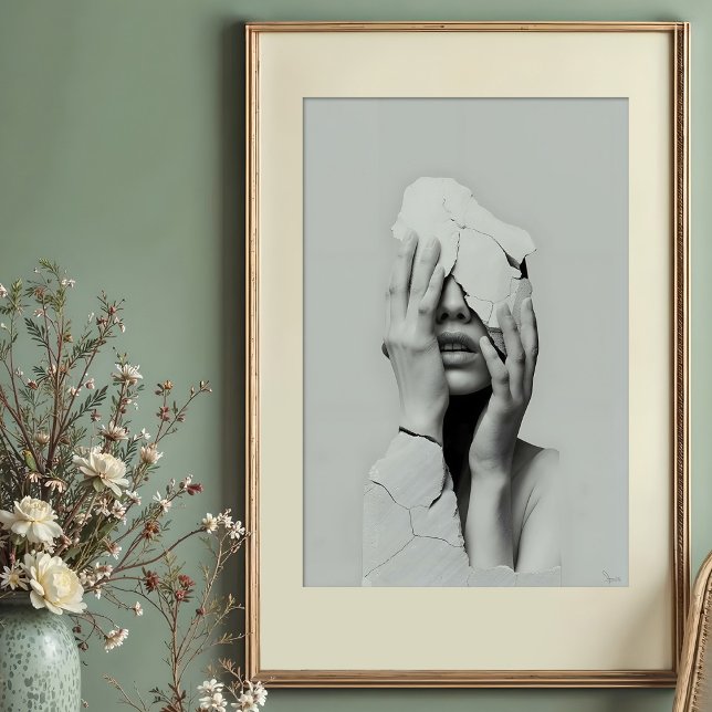 Fragmenterad tystnad - Surreal krackad Porträtt Poster (Skapare uppladdad)