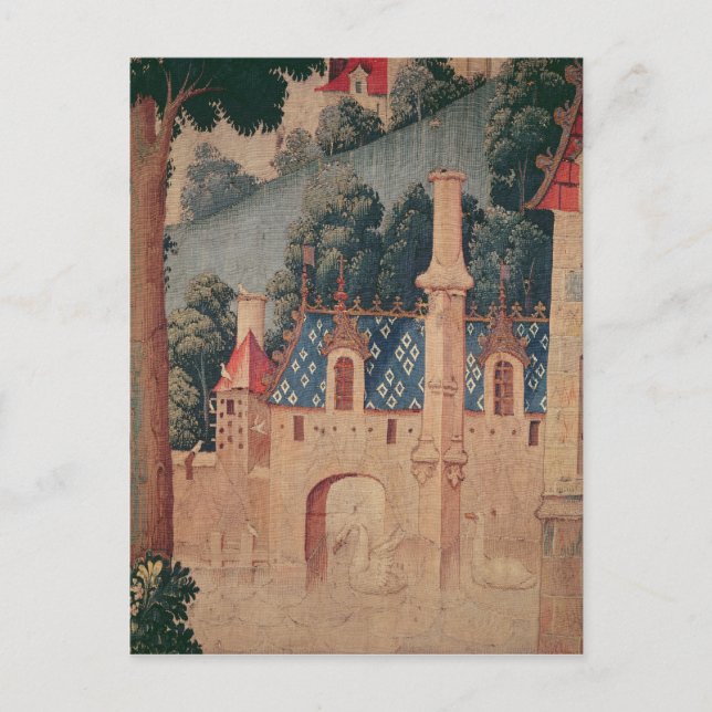 Fragmentering av medeltida tapeter vykort (Framsida)