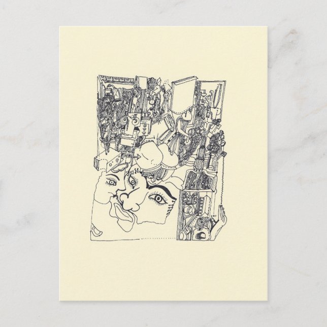 Fragments d'Arts 1 Surreal Teckning vykort (Framsida)