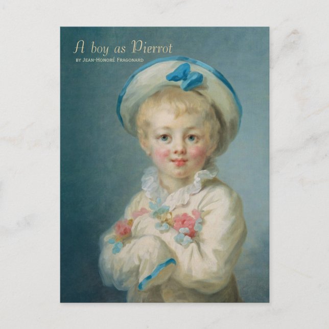 Fragonard A pojke som Pierrot CC1070 Child porträt Vykort (Framsida)