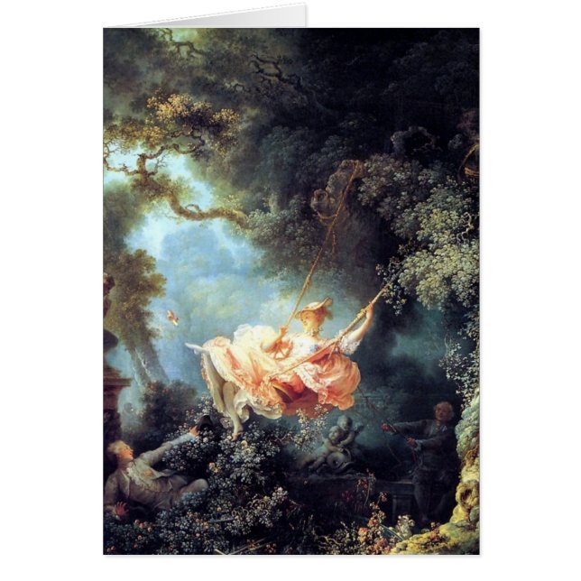 Fragonard den antika målningen för gunga hälsningskort (Framsidan)