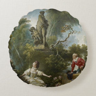 Fragonard framsteg av kärlek mötesplatsen rund kudde
