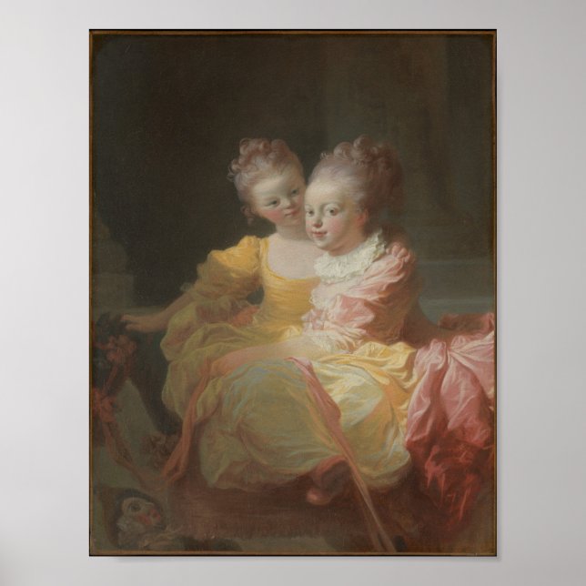 Fragonard & Gérard Sovande Barn Konsttryck Poster (Framsidan)