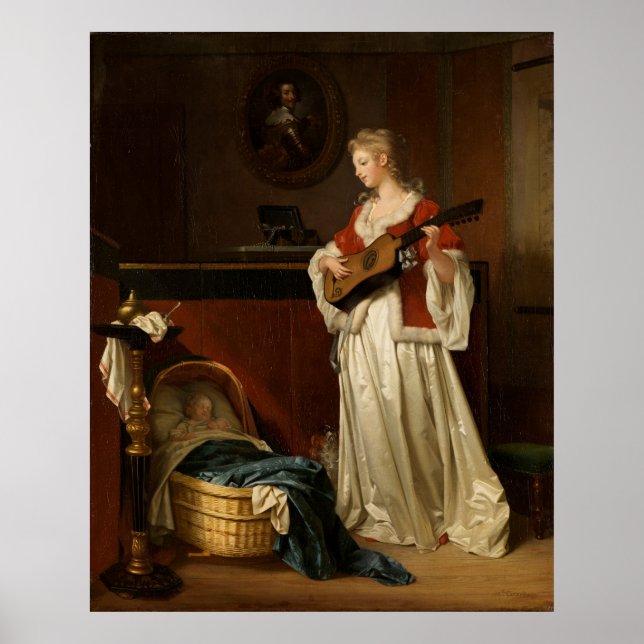 Fragonard & Gérard Sovande Barn Konsttryck Poster (Framsidan)