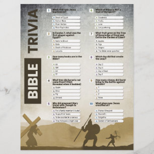 Frågor om Anpassadet i Bibeln Trivia Game Lakan Reklamblad