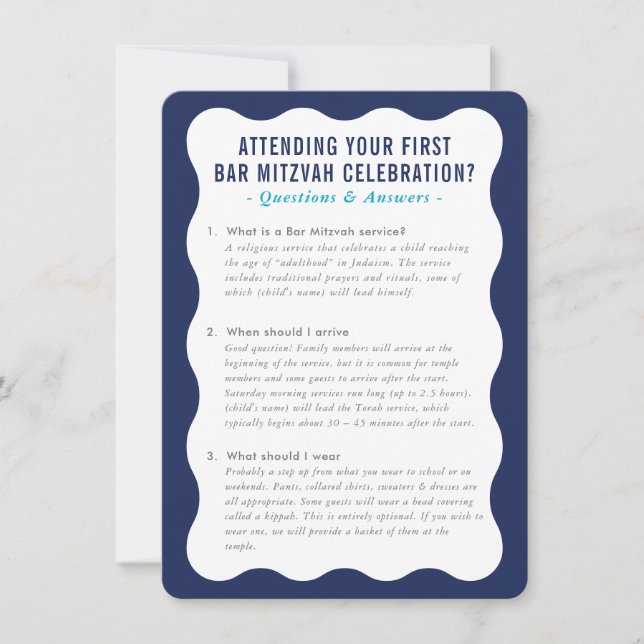 Frågor om tjänstefunktion från MITZVAH: blå Inbjudningar (Framsida)