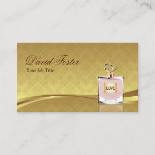 Fragrance Parfym Flaska Elegant Damask Guld Löv Visitkort