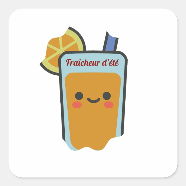Fraîcheur d'été fyrkantigt klistermärke (Framsida)