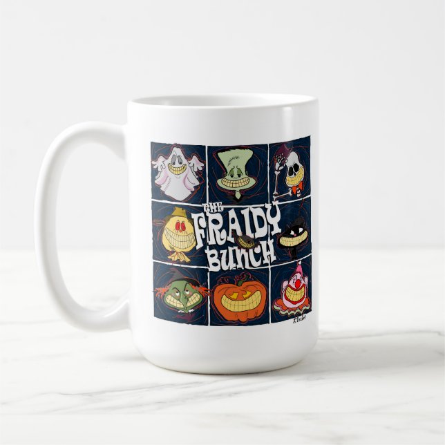Fraidy Bunch Roligt Halloween Kaffemugg (Vänster)