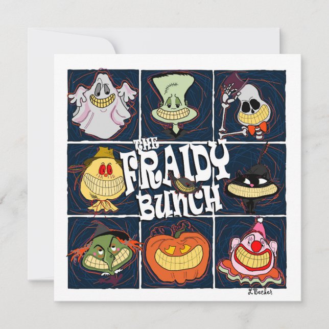 Fraidy Bunch Roligt Halloween Kort (Framsida)
