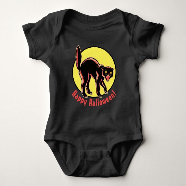 Fraidy Cat Happy halloween Baby Bodykostym T Shirt (Framsida)