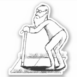 Frail Old Man på Sidepromenad Sketch Klistermärken