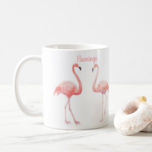Fräkig lerskiffer för två Flamingo Tropiska blommo Kaffemugg