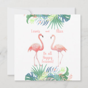 Fräkig lerskiffer för två Flamingo Tropiska blommo Spara Datumet