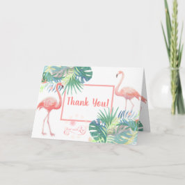 Fräkig lerskiffer för två Flamingo Tropiska blommo Tack Kort