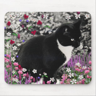 Fräknar i blommor II - smokingkatt Musmatta