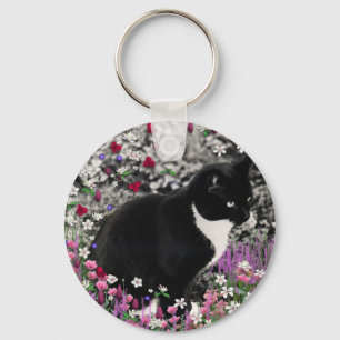 Fräknar i blommor II - smokingkatt Nyckelring